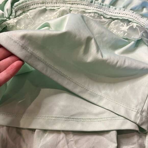 FUZARKA Mint Green Embroidered Mesh Overlay Sleeveless Dress, size 9/10 - Picture 7 of 8